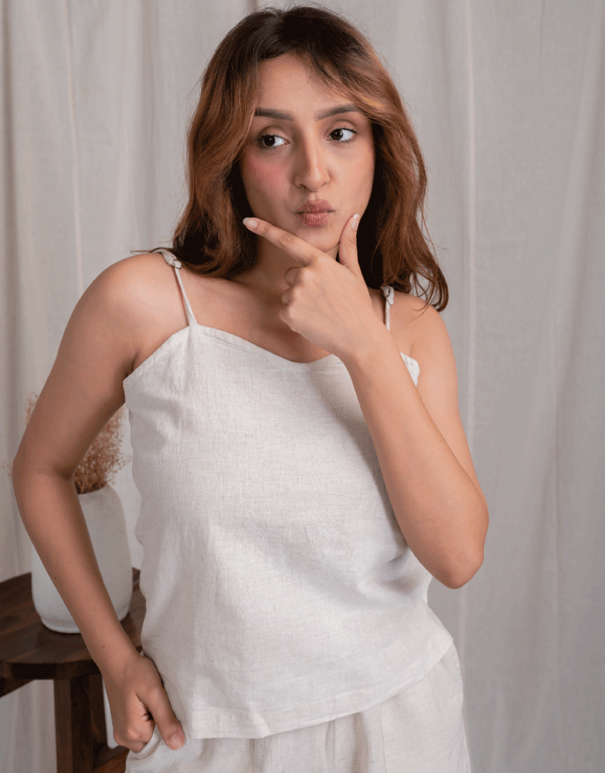 Khadi Cream Cotton Camisole