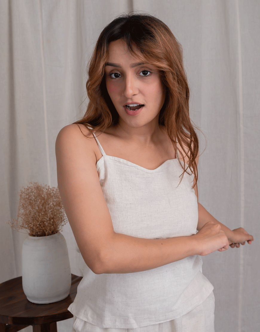 Khadi Cream Cotton Camisole