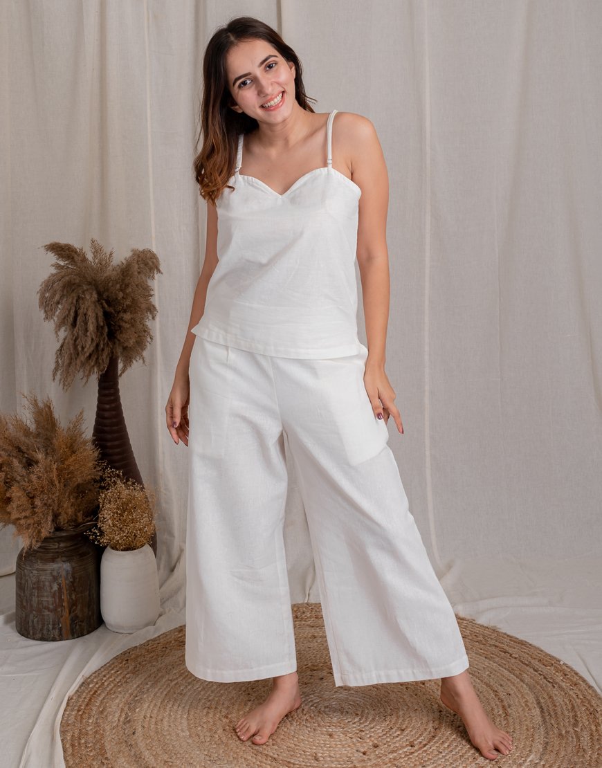 Buy GO COLORS Gocolors Women Blue Stripe Cotton Wide Pants at Amazon.in