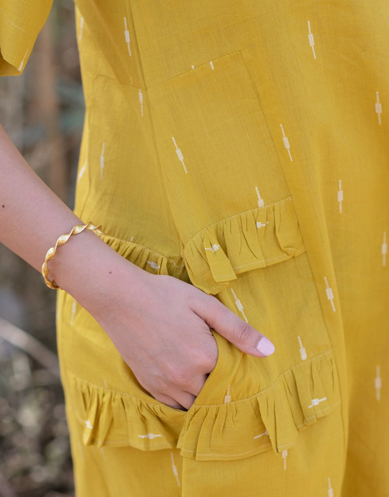 Yellow Corn Yellow Weave Dress Handloom Cotton Dress For Women Babli yellow-corn-yellow-weave-dress-handloom-cotton-dress-for-women-babli
