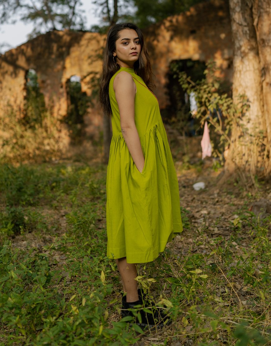 Green Embroidered Dress