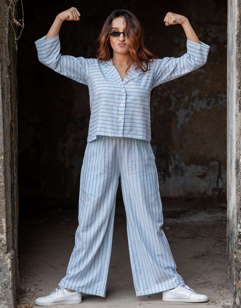 Stetson -02 Blue  Embroidery Co-ord set
