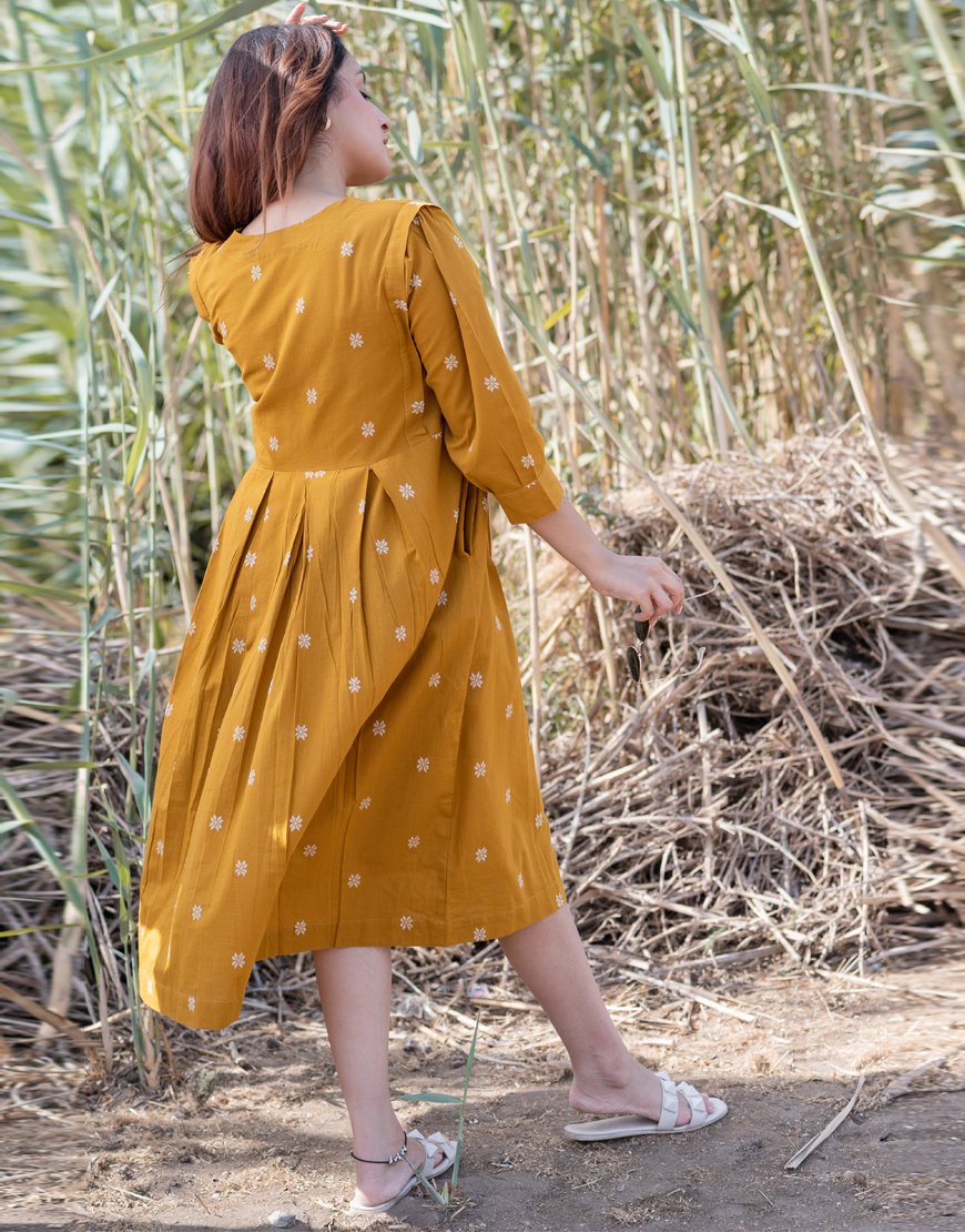 Marigold Yellow Weave Dress