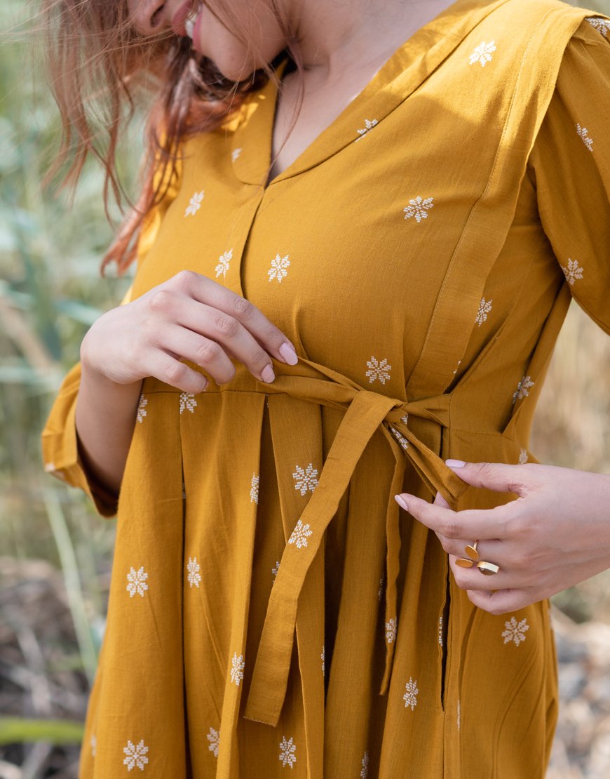 Marigold Yellow Weave Dress