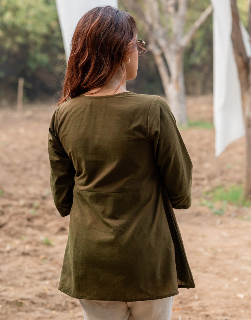 olive peplum top