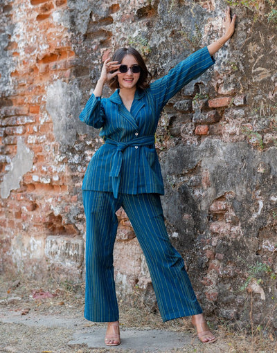 Peacock Blue Blazer Co-ord Set