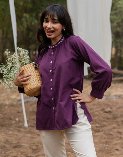 Violet Embroidered Top